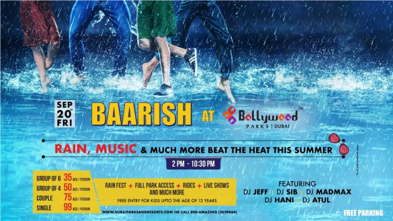 BAARISH at Bollywood Parks Dubai (Rain Dance Party)