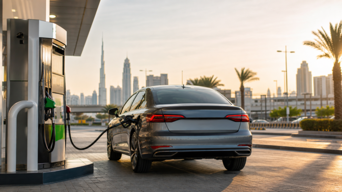 UAE petrol station scene for July fuel price update and Dubai driver news