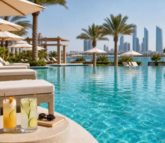 Abu Dhabi Pool Day Deals: 10 Summer Picks Luxury Abu Dhabi pool day with loungers and skyline