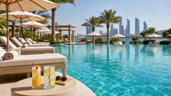 Abu Dhabi Pool Day Deals: 10 Summer Picks Luxury Abu Dhabi pool day with loungers and skyline