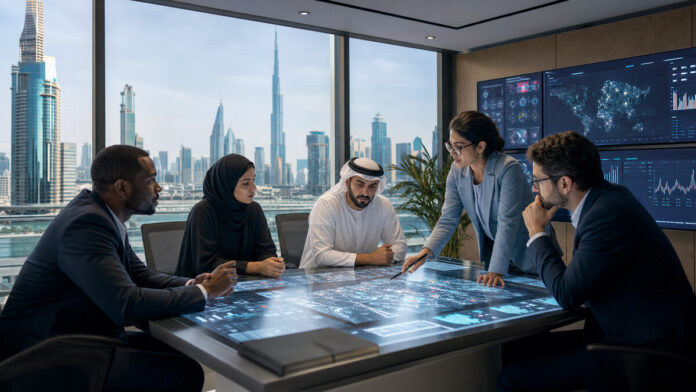 Security specialists reviewing future urban risks in Dubai