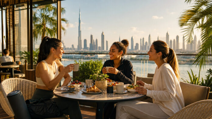 Dubai Weekend Ideas: July 24 To 26 Picks Friends enjoying a sunny Dubai weekend breakfast with skyline views
